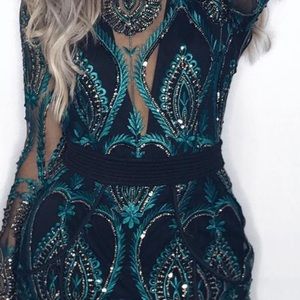 CBR emerald lace sheer dress